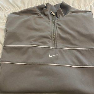 Nike quarter zip baseball jacket size L gray and white